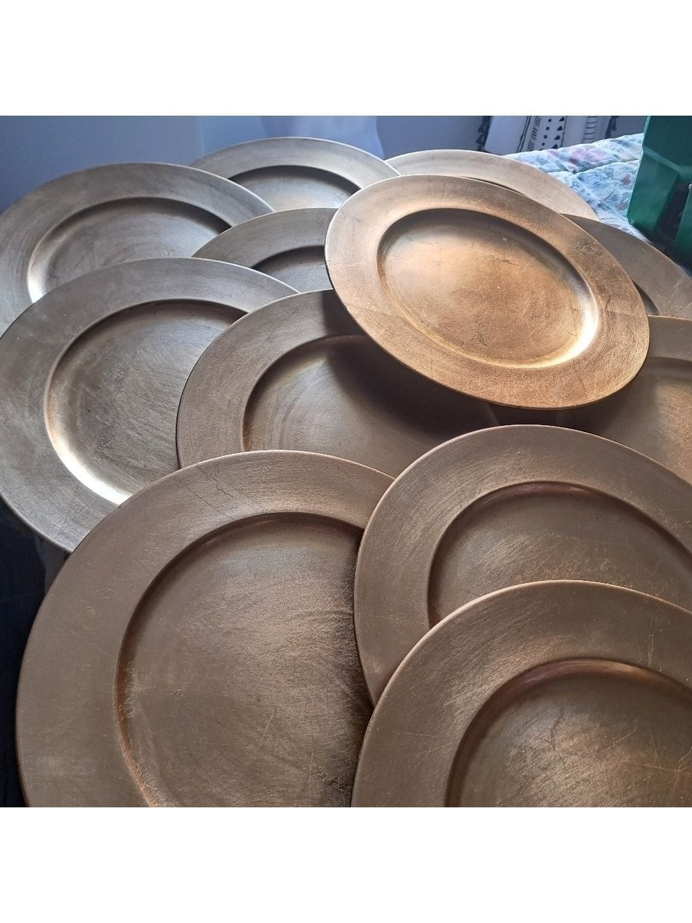 BOWRING tradition gold charger plates lacquered 13" round wedding holiday 12 - Picture 12 of 15